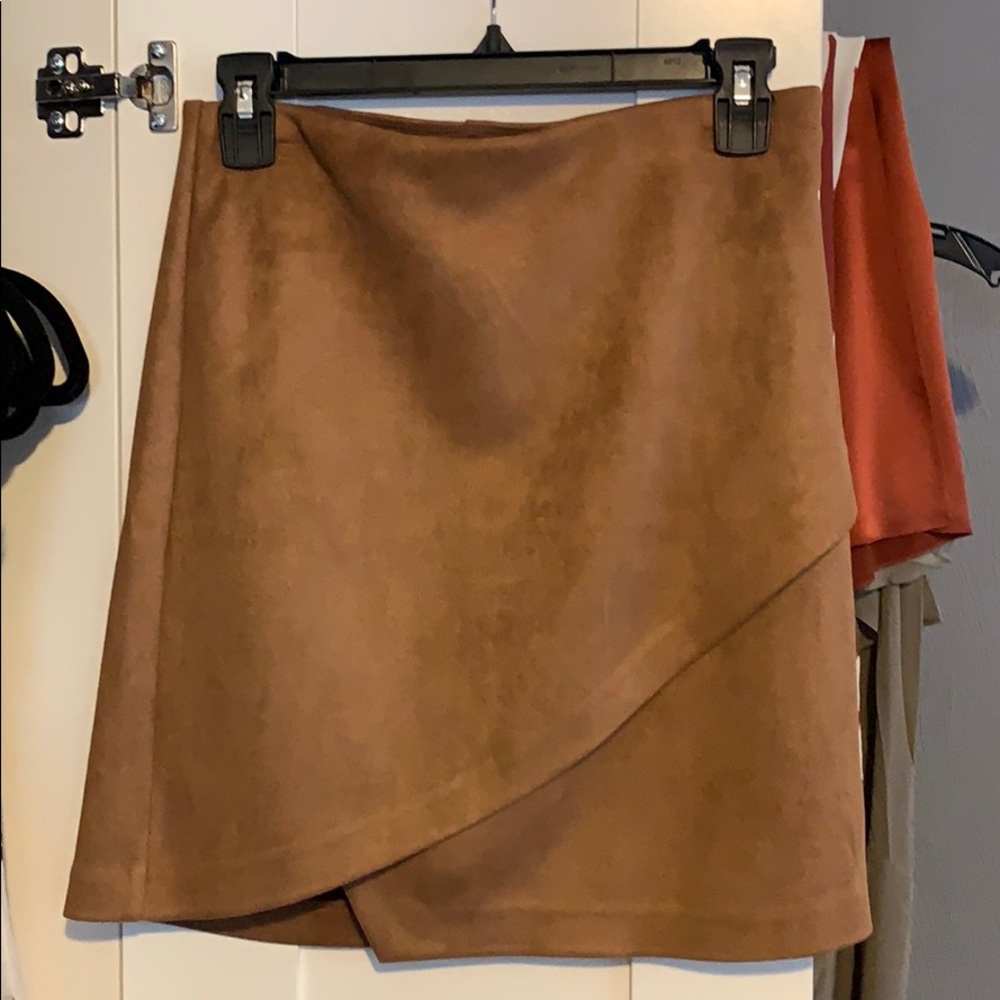 Mini asymmetric suede skirt